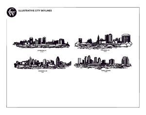 Illustrative City Skyline Coaster Case Pack [of 5 sets]