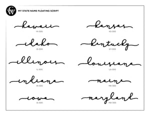 State Name Floating Script Case Pack [of 6]