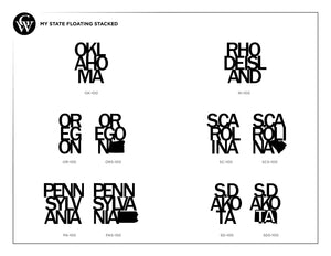 State Name Floating Stacked Case Pack [of 6]